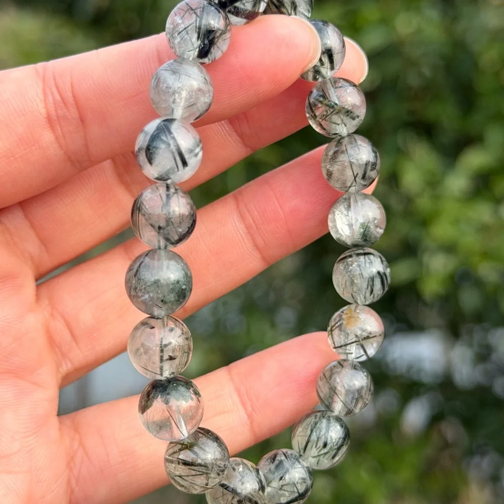 10mm stretchable green rutilated quartz bracelet‎ 1095